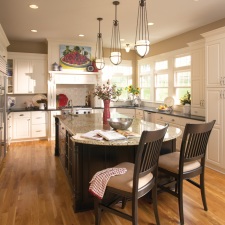 Portland Door, standard Profile, Slab and Classic Drawer Fronts, Coastal White and Black Enamel